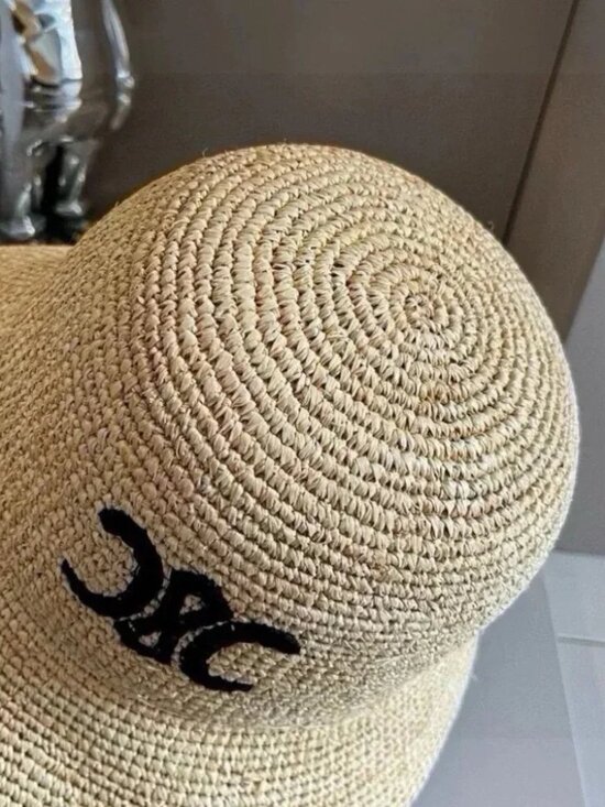 Celine Triomphe Raffia Bucket Hat Natural Straw Embroidered Triomphe Logo Sun Ha main image 4